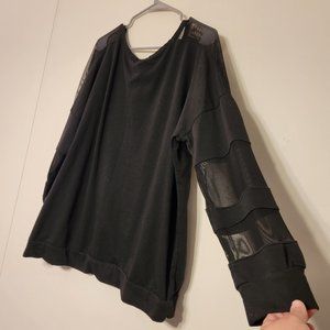 Torrid Size 3 Black Sweatshirt with Sheer Shoulder and Sleeves